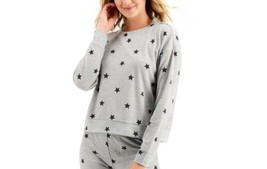 Jenni Womens Long Sleeve Waffle Pajama Top Only,1-Piece,Size Large,Spaced Stars - £23.20 GBP