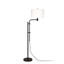 71&quot; Black Adjustable Floor Lamp With White Frosted Glass Drum Shade - $269.23