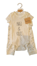 RAE DUNN Baby Bodysuit Set | Hugs &amp; Kisses | 4 pc | 6-9M | NWT - £15.02 GBP