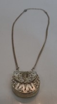 Unbranded Silvertone Purse Opens/Closes Very Ornate Design Adj to 18&quot; Necklace - £15.82 GBP