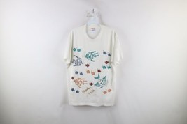 Vintage 90s Womens Large Glitter Puffy Paint Naples Florida Fish T-Shirt USA - £27.33 GBP