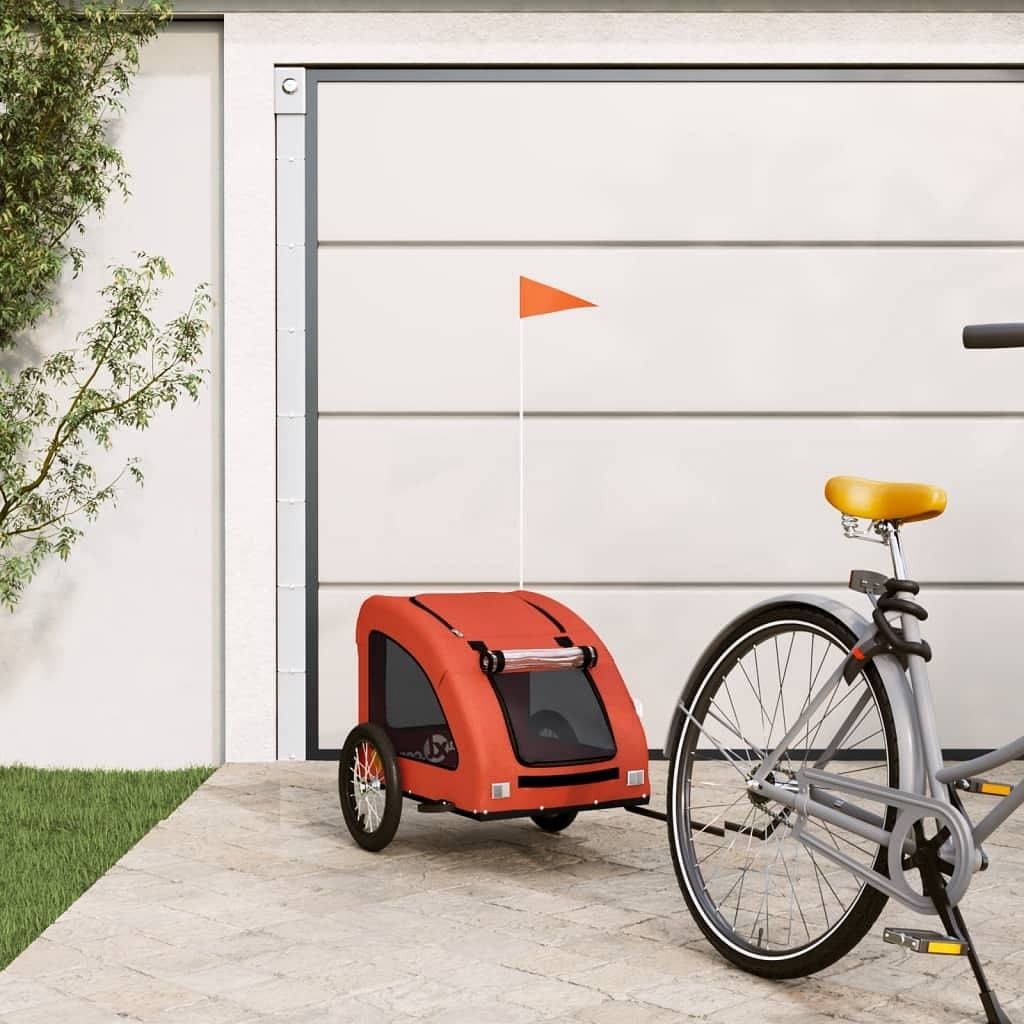 vidaXL Pet Bike Trailer Orange Oxford fabric and Iron Medium Collapsible - $205.51