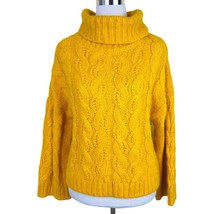 Sun + Moon Cowl Neck Cable Knit Sweater Small Womens Citrus Yellow Gold New - £15.78 GBP