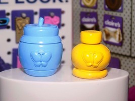 Barbie Dress up accessories blue butterfly powder jar &amp; yellow butterfly perfume - £3.15 GBP