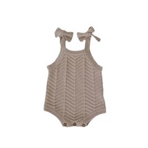 Solid Color Sleeveless Baby Girl Romper: Hollowed Knit Design - £32.53 GBP