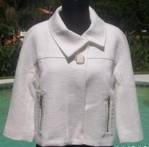 Cache Textured Swing Lined Jackie O Jacket Top New XS/S/M Off White $178... - $71.20