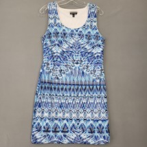 Allison Brittney Women Dress Size M Blue Stretch Midi Preppy Stripe Sleeveless - £12.05 GBP