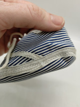 Vintage Cloth Baby Shoes - Sz 2 - Baby Doll Shoes - Blue White Stripe - ... - $12.86