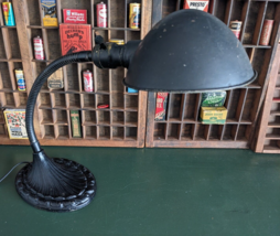Vintage ALADDIN No. 54 Industrial Desk Lamp ~ Cast Iron Base ~ Gooseneck ~ Works - $149.95