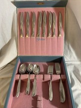 Vintage 39 Piece Gorham Stegor WAIKIKI Stainless Flatware With Storage Case - $35.60