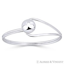 14mm Polished Ball Bead &amp; Loop Bangle Cuff Bracelet in Solid 925 Sterling Silver - £58.59 GBP