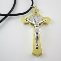 12pcs of Gold St. Benedict Crucifix Jesus Cross Catholic Rosary Necklace Pendant - £29.12 GBP