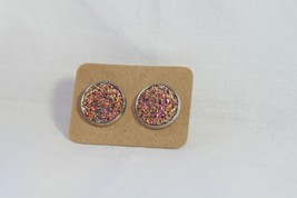 Faux Druzy Stud Earrings 12mm (New) Sparkling Cinnamon &amp; Purple - £4.51 GBP