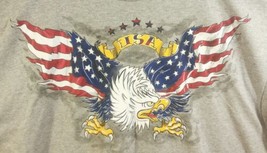 Bald Eagle U.S.A. American Flag Wings Star Tag Tee Shirt - £15.01 GBP