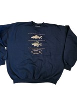 Retro Mens XL Bible Scripture Fisher Of Men Crewneck Sweatshirt Navy Blu... - $48.20