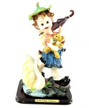 D.W. Poly Collection 6 1/4&quot; Figurine Boy w/ Umbrella, Teddy Bear and Swan  - £7.98 GBP
