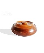 African Hand Carved Iroko Hard Wood Round Bread Box D21cm x H10cm - $199.00