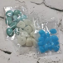 Stone Glass Beads Lot Of 3 Colors Blue White Jewelry Making Crafts  - $11.88