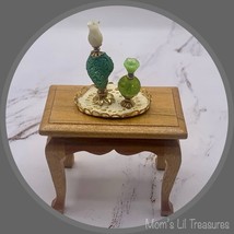 Dollhouse Miniatures • Two Perfume Bottle Set with Doily Lined Vanity Tray - £6.97 GBP