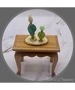 Dollhouse Miniatures • Two Perfume Bottle Set with Doily Lined Vanity Tray - £6.89 GBP