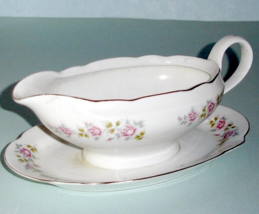 Vintage Cmielow Poland Bella Rose China Gravy Sauce Boat with Oval Stand - £19.05 GBP