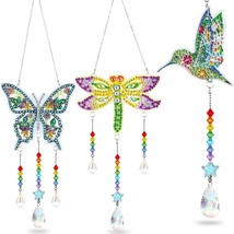 3 Pieces Diamond Painting Suncatcher Wind Chime Double Sided Crystal Gem... - £17.39 GBP