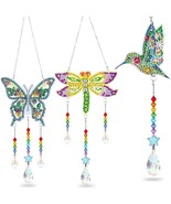 3 Pieces Diamond Painting Suncatcher Wind Chime Double Sided Crystal Gem... - £17.29 GBP