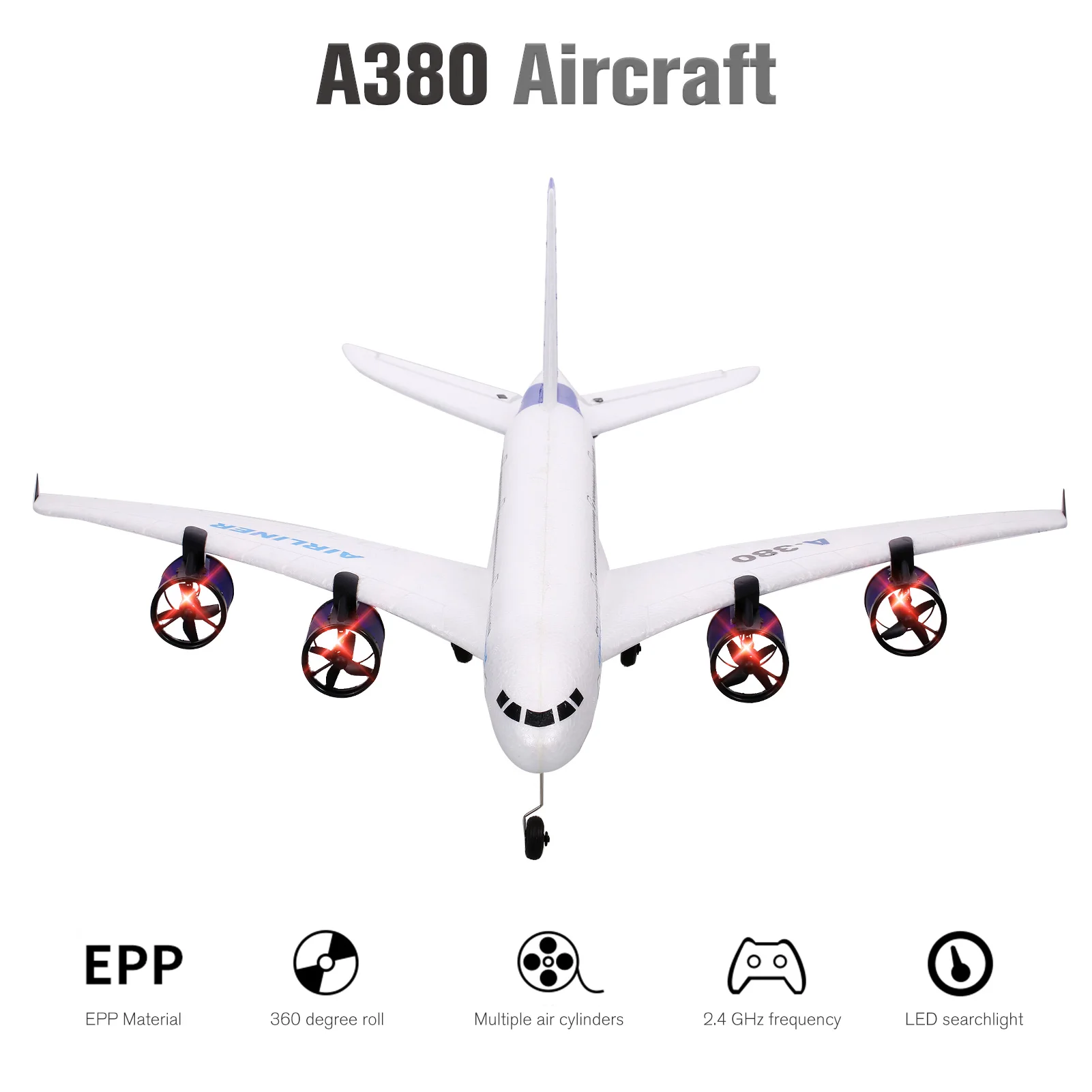 Original A380 2.4G RC Airplane Flying Aircraft Glider with LED Searchlight 3CH  - £76.47 GBP+