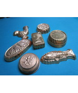 7 gelatine molds, copper and silverplate, with hangers ORIGINAL 1950&#39;S - $93.41 CAD