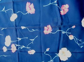 34&quot; X 44&quot; Semi Transparent Black Silk Geprgette Multicolor Floral Fabric Piece - £12.58 GBP