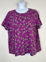 Catherines Womens Plus Size 1X Purple Tropical Tucan T-shirt Short Sleeve - £15.15 GBP