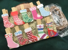 10pcs Christmas Stocking Wooden Clips,Photo Paper Pegs,Christmas Party Decorated - £2.55 GBP