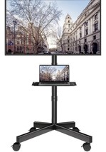 Mobile TV Cart With Tilt Holds Up to 88 lbs for 32-65” Heavy Duty Black - $49.49