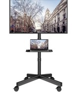 Mobile TV Cart With Tilt Holds Up to 88 lbs for 32-65” Heavy Duty Black - $49.49