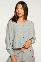 Chaser Cropped Lightning Stars Hearts Pullover Grey ( M ) - £70.18 GBP