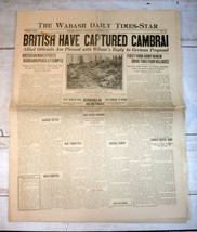 Wabash, IN Daily Times-Star, Oct. 9, 1918 - British Capture Cambrai in F... - £15.51 GBP