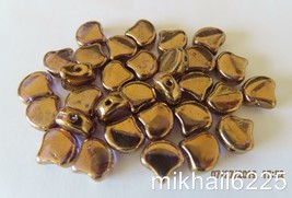 20 7.5 x 7.5 mm Czech Glass Matubo Ginkgo Leaf Beads: Bronze Illusion - £1.51 GBP
