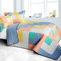 [Macaron Relish] 3PC Vermicelli - Quilted Patchwork Quilt Set (Full/Quee... - £76.11 GBP