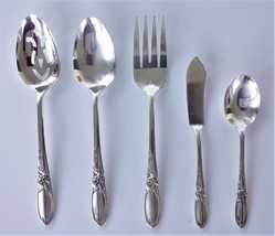 vintage COMMUNITY WHITE ORCHID silverplate 5pc SERVING SPOONS FORK butte... - £29.01 GBP