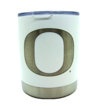 Oregon Ducks Etched Logo Stainless Steel Lowball Whisky Rocks Tumbler 12oz White - £19.78 GBP