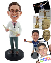 Personalized Bobblehead Young Chiropractor graduate showing a model medu... - $91.00