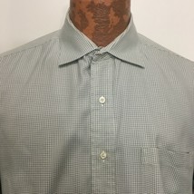 Brooks Brothers 17 - 34/35 Green White Check Long-Sleeve Cotton Shirt - $26.95
