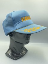 Vintage Hawaii Trucker Hat Cap Snapback Mesh Baby Blue with Gold Leaf an... - $14.01