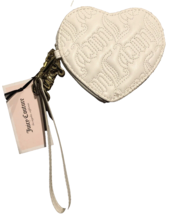 JUICY COUTURE Zip Coin Purse Wristlet  White Heart Shaped - £29.48 GBP