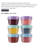 6 Pack 2.7 OZ Salad Dressing Container to Go with lids,Dishwasher Multic... - €11,74 EUR