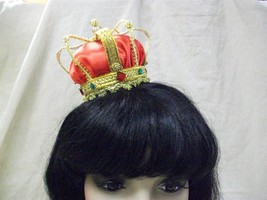 Clip on Mini Queen Crown King Gold &amp; Red Majesty Fancy Dress Princess Pr... - $20.29 CAD