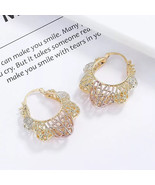 18k Layered Real Gold Filled Basket hoop Earrings Multi Colors - $11.30