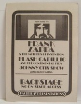 Frank Zappa &amp; The Mothers - Vintage Original 1970&#39;s Backstage Pass New Years Eve - £24.68 GBP