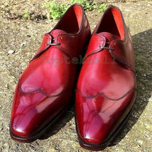 Handmade Men&#39;s Leather Formal Red Color Oxfords Wingtip Dress Fashion Shoes-221 - £174.61 GBP