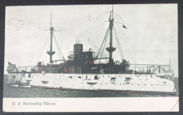 Antique 1908 USS Battleship Illinois Steamship Postcard Long Beach CA Cancel - £9.58 GBP